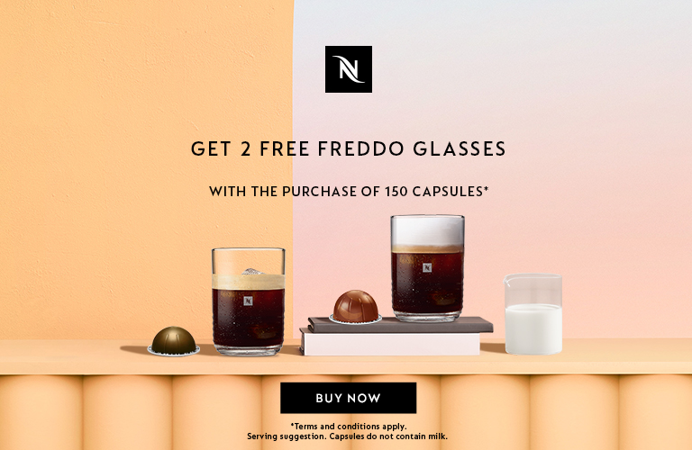 Free 2 freddo glasses with the purchase of 160 capsules